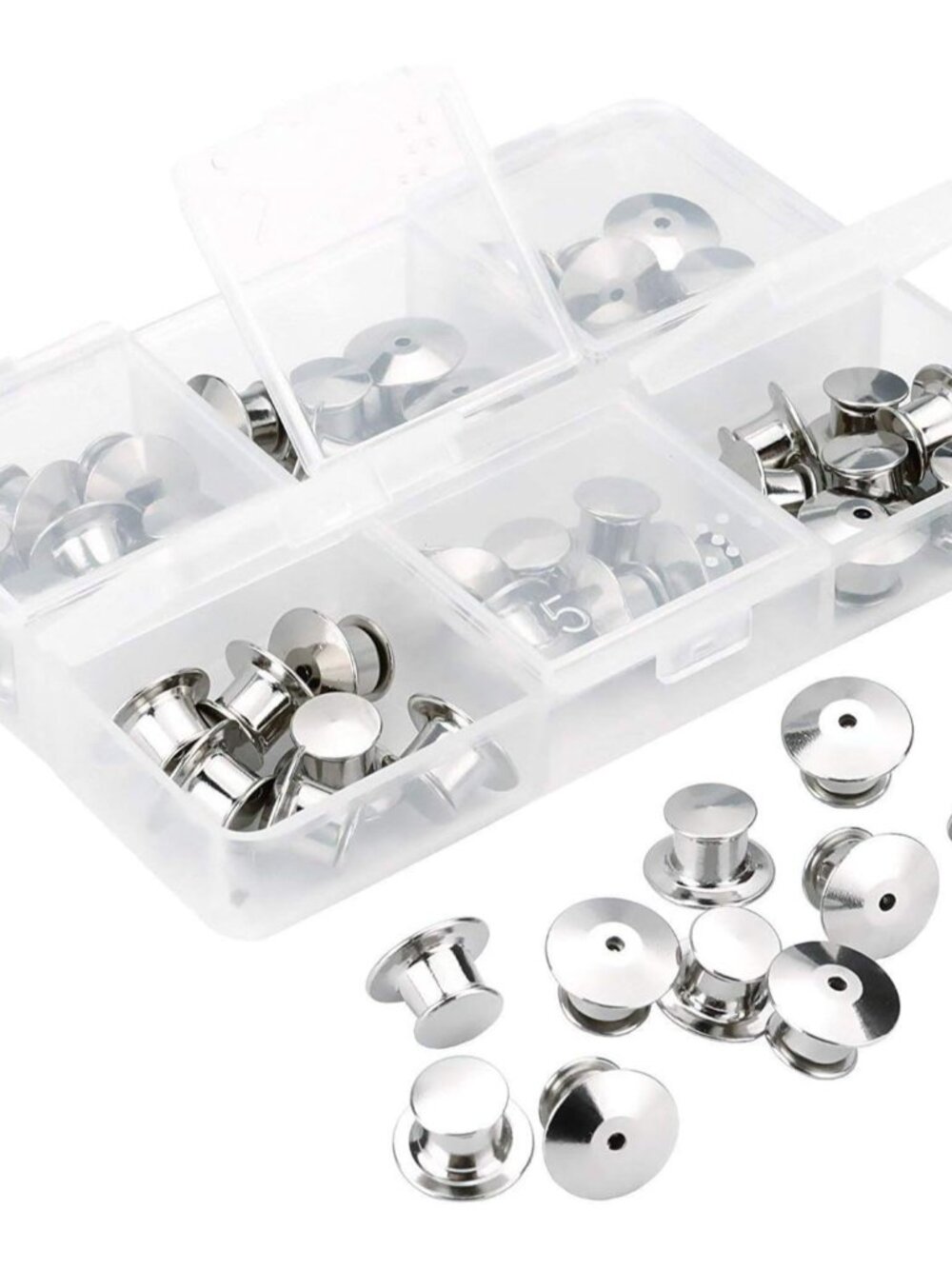 40 Pieces Metal Pin Backs Locking Pin Keepers Locking Clasp with Storage Case